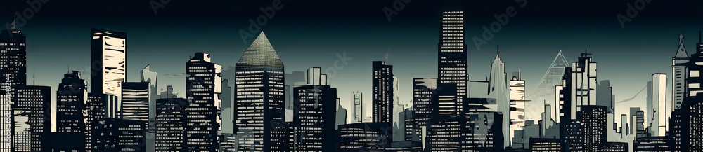 very large city skyline, illustration, generative ai