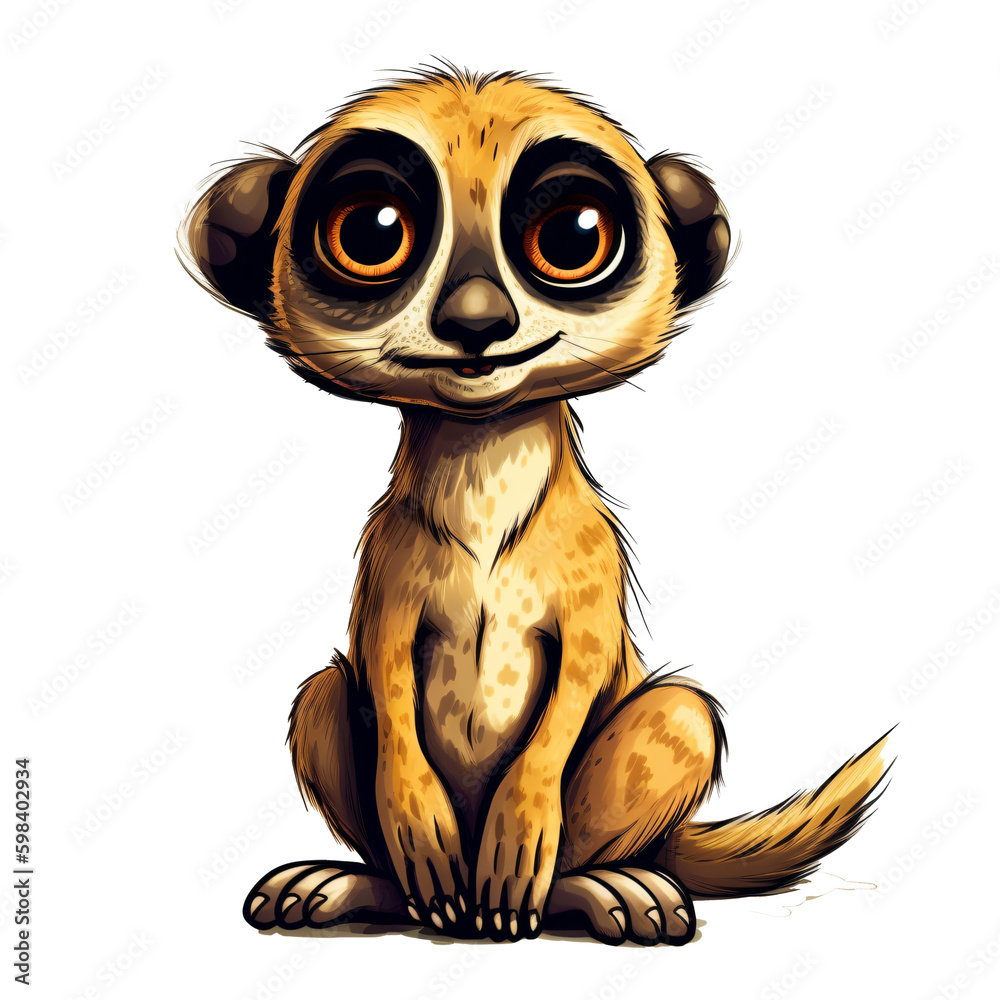 Fototapeta premium Meerkat cute cartoon clip art, ai generated