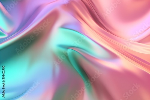 Holographic iridescent surface, wrinkled foil. Hologram background. Generative AI