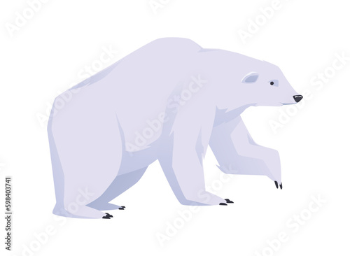 Sad going polar bear flat style, vector illustration
