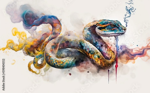 abstract watercolor snake