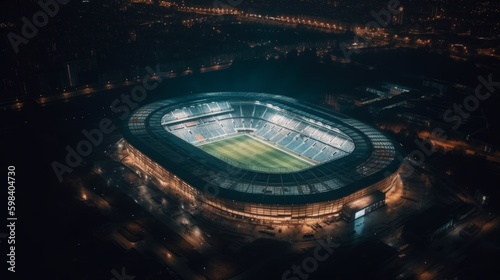 Fotografie, Tablou Photo top view of a soccer stadium. Generative AI