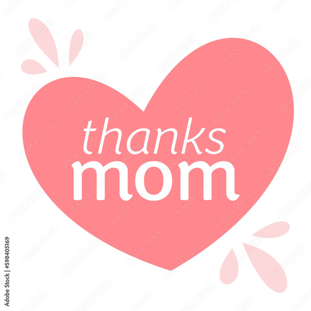 Thanks Mom Heart for Mother's Day Post, Mother's Day Card, Poster, Social Media Post, Facebook, Instagram or Text