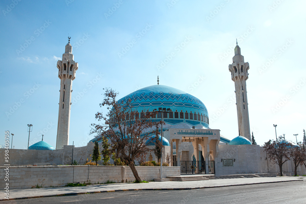 Obraz premium King Abdullah mosque in Amman, Jordan. Blue mosque. 