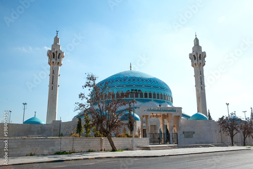 King Abdullah mosque in Amman, Jordan. Blue mosque. 