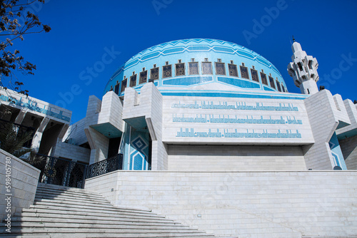 King Abdullah mosque in Amman, Jordan. Blue mosque. 