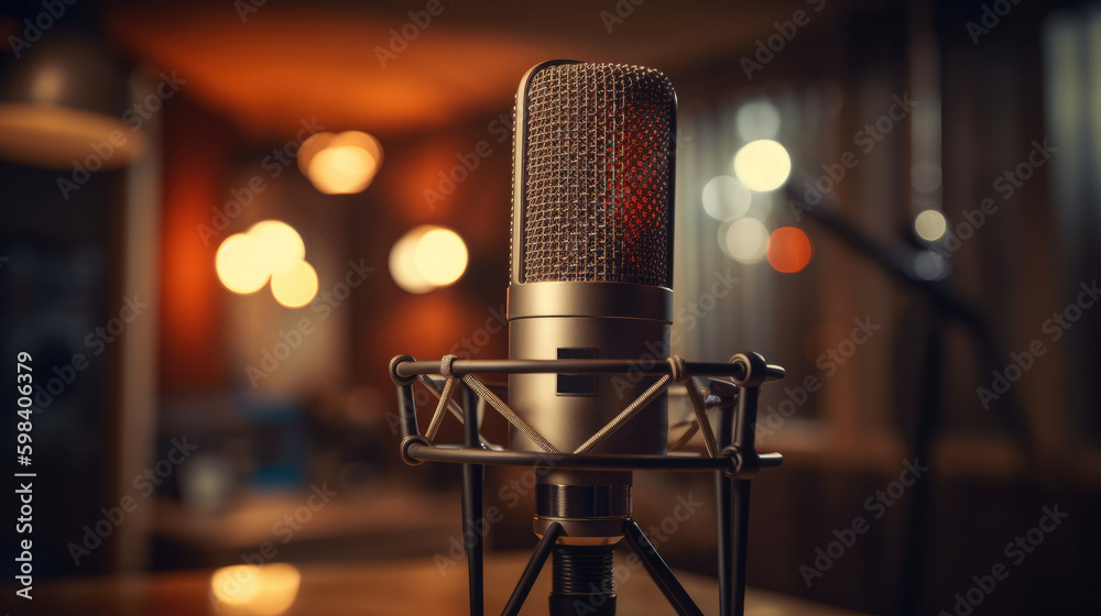 microphone in room, bokeh background, generative ai microphone in room, bokeh background, generative ai