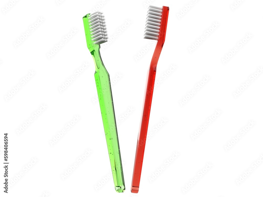 Brand new red and green toothbrushes