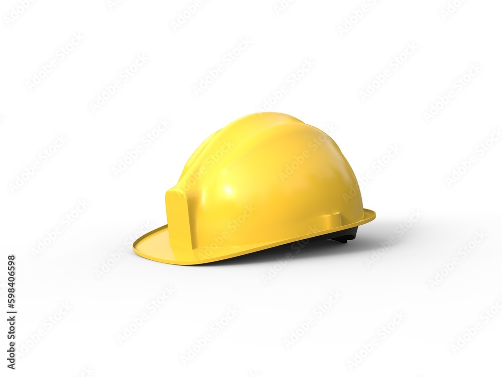 Yellow workers had hat - isolated on white background - side view Yellow workers had hat - isolated on white background - side view