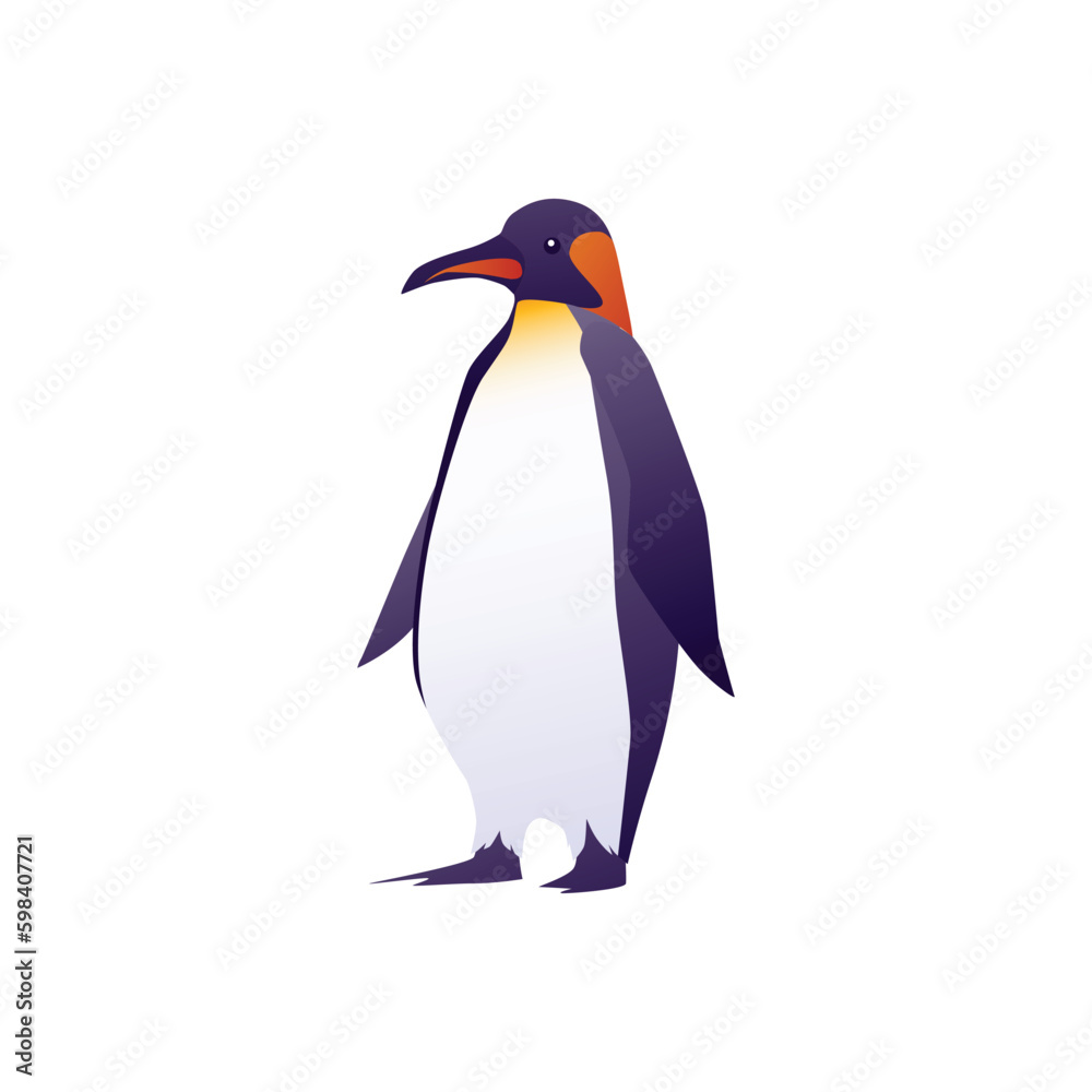 Obraz premium Emperor penguin, flat vector illustration isolated on white background.