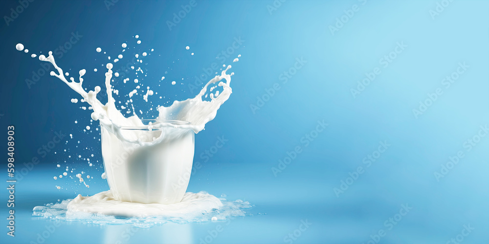 milk splash background on dark background, generative ai