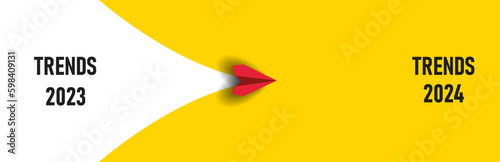 trends 2023 trends to 2024
flying red paper airplane.new business,success idea concepts.