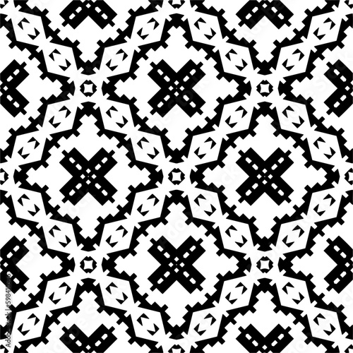 Seamless repeating pattern. Black and white pattern for web page, textures, card, poster, fabric, textile.