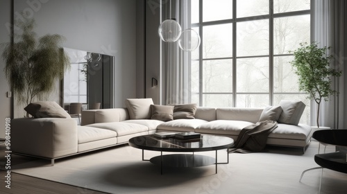 Modern luxury home interor  minimalistic design. AI generated
