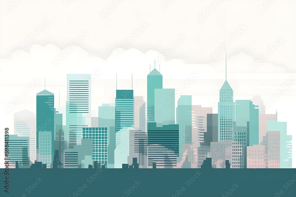 Minimalist illustration of city skyline AI-Generated image