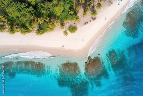 illustration,paradise islands with sandy beach, ai generative