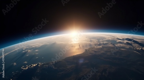 illustration, aerial view curvature of planet earth ,ai generative