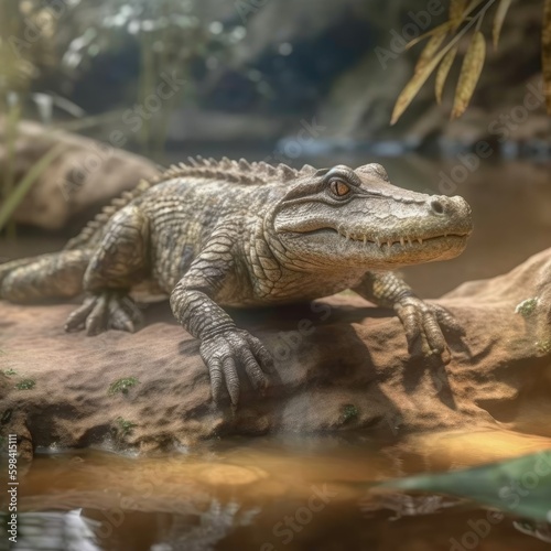 Crocodile in natural habitat (generative AI)