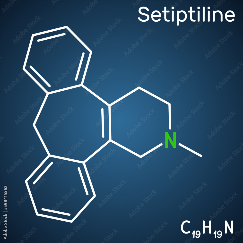 Setiptiline molecule. It is tetracyclic antidepressant TeCA. Structural