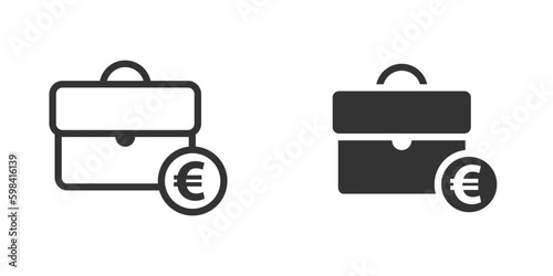 Suitcase icon with euro sign. Vector illustration.