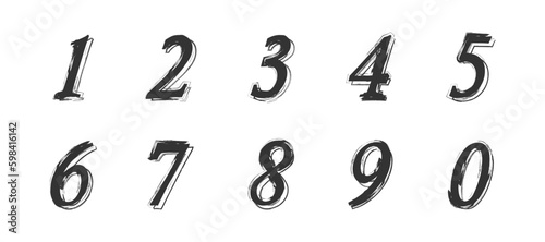 Hand drawn numbers set. Vector illustration.