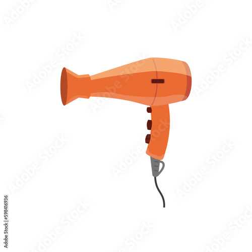 Professional or home hairdryer appliance flat vector illustration isolated.
