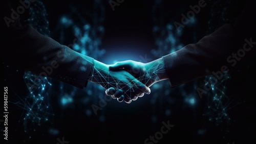 A handshake from business men. Generative AI.