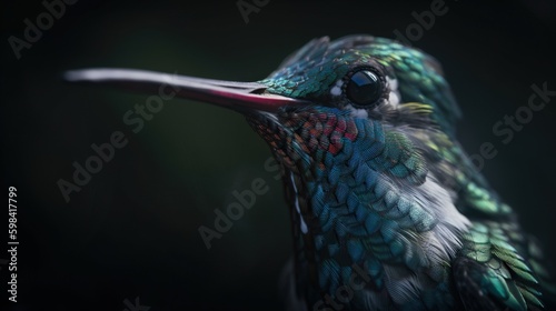 Broad-Billed Hummingbird close up. Generative AI