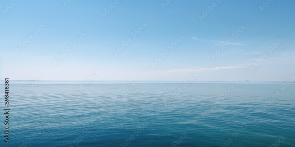 Panorama landscape of empty blue sea and sky blue background. Generative AI Panorama landscape of empty blue sea and sky blue background. Generative AI