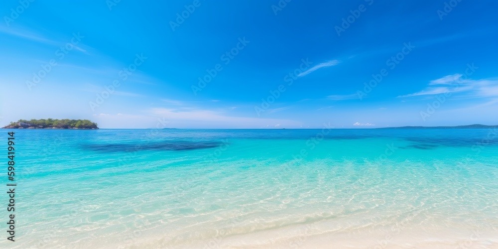 Beautiful tropical eaches and sea on blue background for wallpaper design. Travel background. Tropical beach.