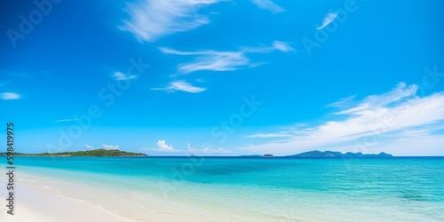 Beautiful tropical eaches and sea on blue background for wallpaper design. Travel background. Tropical beach. © imagemir