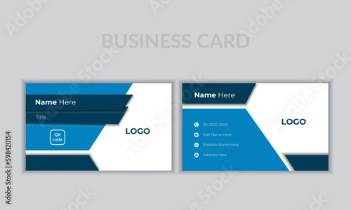 Double-sided creative business card, Personal visiting card, blue color visiting card, Business card for business and personal use, Vector illustration print template, simple business card design, 