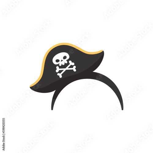 Headband with pirate hat, cartoon flat vector illustration isolated on white background.