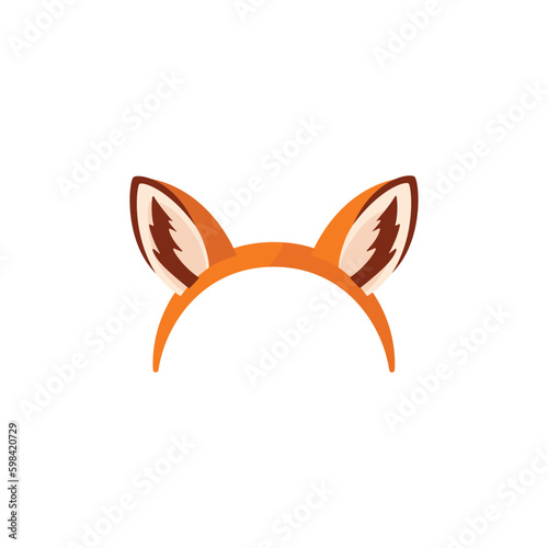 Fox ears headgear for photo app props, flat vector illustration isolated.