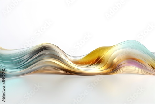 Abstract iridescent holographic wave on isolated background. Liquid fluid colorful line, dynamic motion background