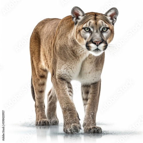 Cougar isolated on white background  Generative AI 
