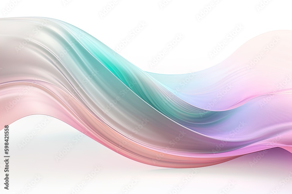 Fototapeta premium Abstract iridescent holographic wave on isolated background. Liquid fluid colorful line, dynamic motion background
