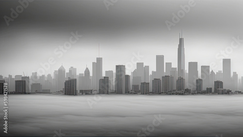 Foggy skyscraper skyline Generative AI