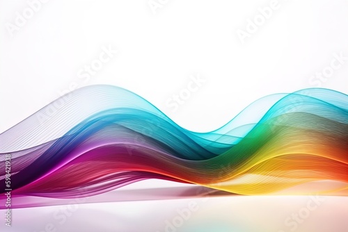 Abstract iridescent holographic wave on isolated background. Liquid fluid colorful line, dynamic motion background © Aleksey