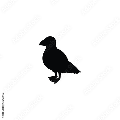 Seagull or gull bird black silhouette monochrome vector illustration isolated.