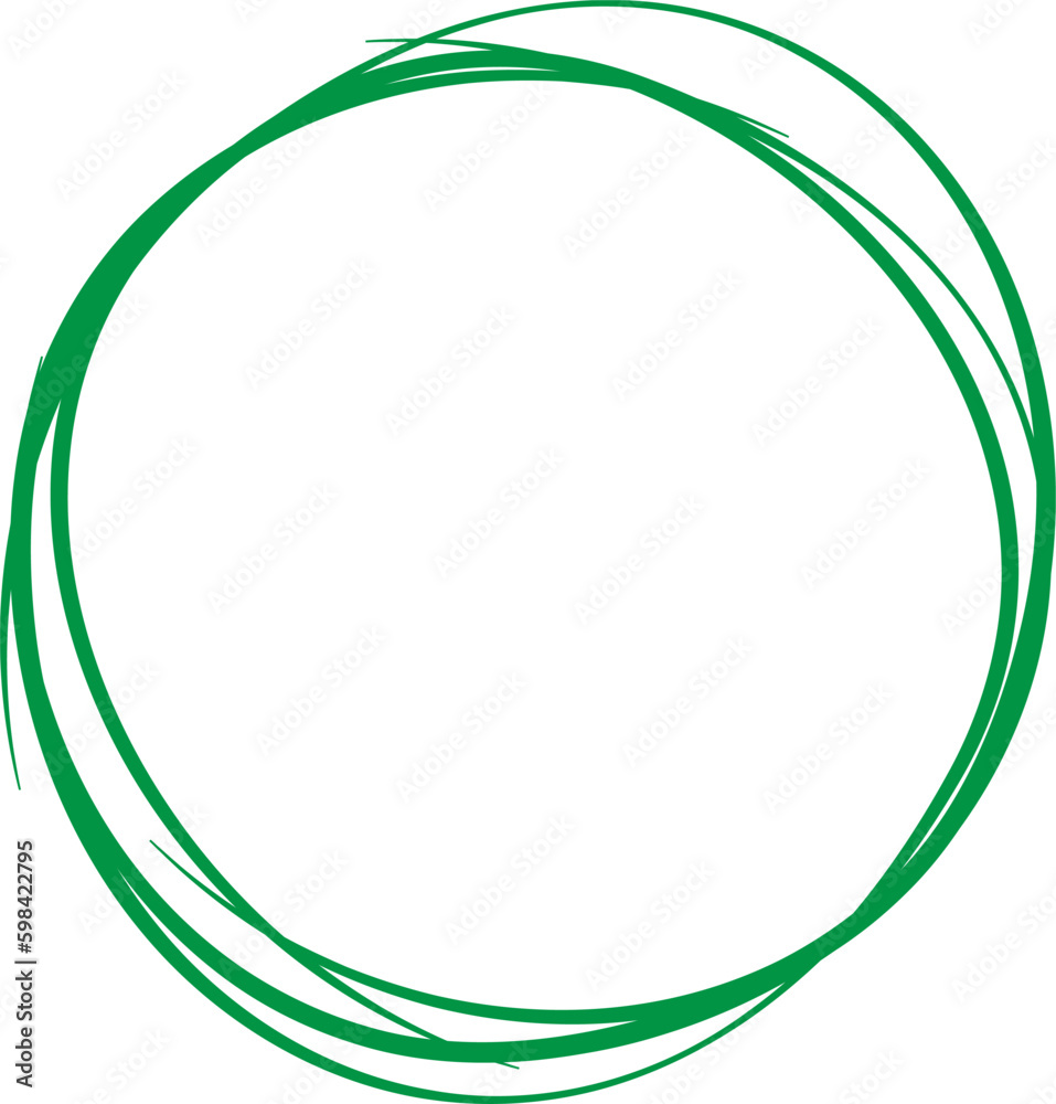 Green circle line hand drawn. Highlight hand drawing circle isolated on white background. Round handwritten circle. For marking text, note, mark icon, number, marker pen, pencil and text check, vector Green circle line hand drawn. Highlight hand drawing circle isolated on white background. Round handwritten circle. For marking text, note, mark icon, number, marker pen, pencil and text check, vector