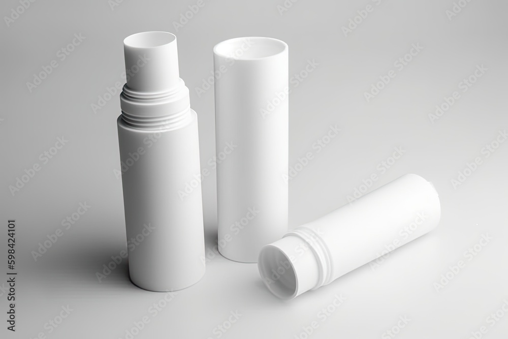 white beauty products on a neutral background. Generative AI white beauty products on a neutral background. Generative AI