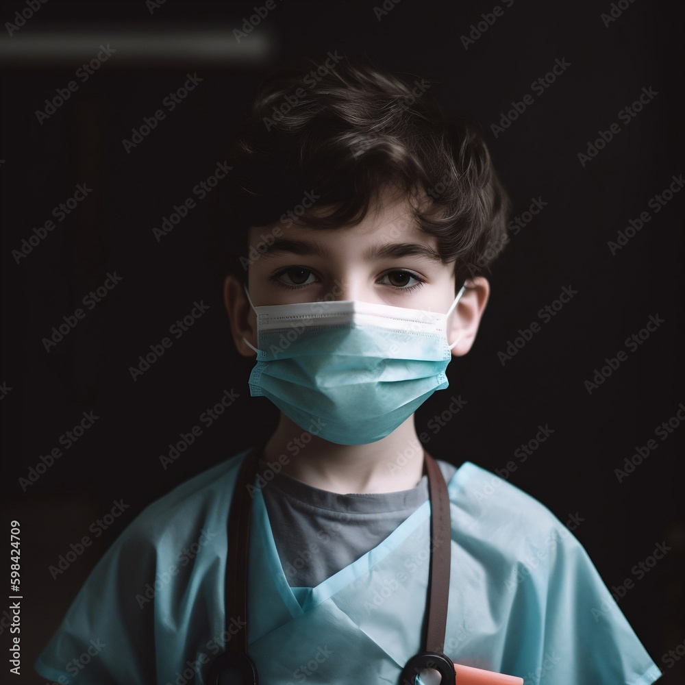 Enfant avec masque chirurgicale Enfant avec masque chirurgicale