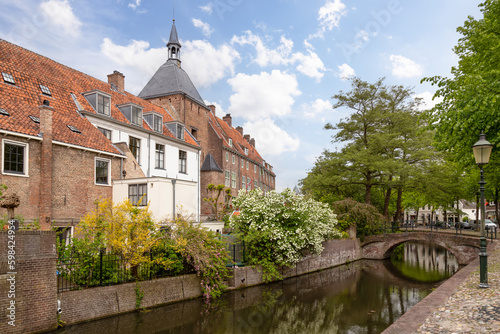 Canal in the old medieval center of the Dutch historic city of Amersfoort.