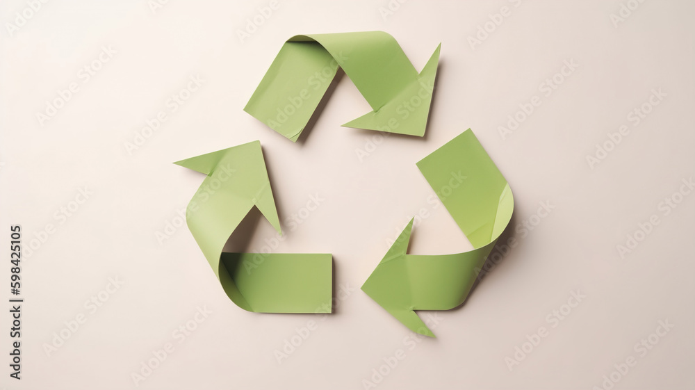 Green recycle symbol on white background, eco papercut nature, environment, ecology, Earth day concept Green recycle symbol on white background, eco papercut nature, environment, ecology, Earth day concept