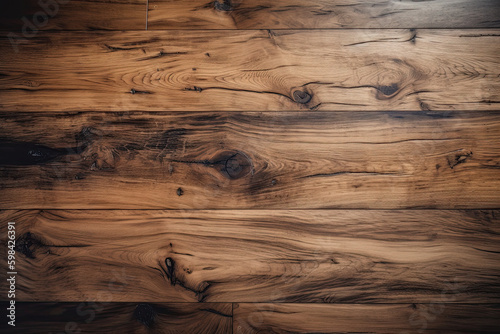 A close up of a wooden floor with a brown stain created with Generative AI technology