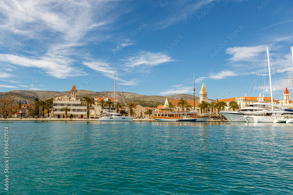 View at Island Trogir in croatia, Dalmatia, in early spring from the adreatic sea