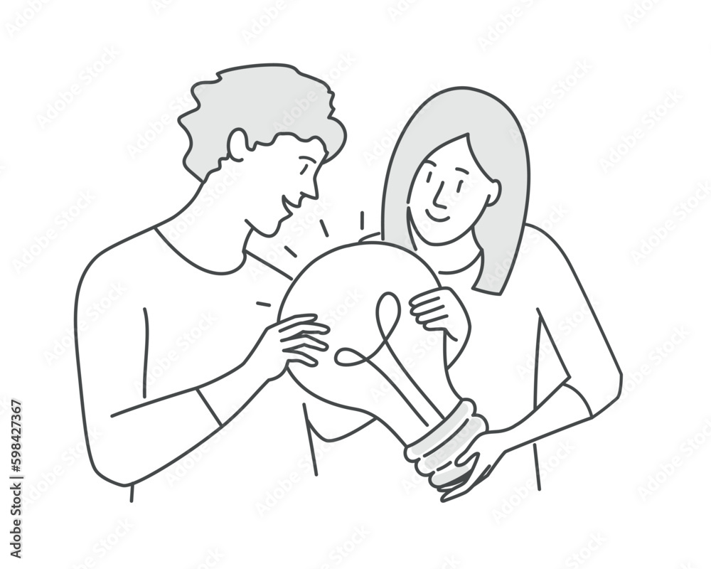Man and woman holding a lamp. Man and woman holding a lamp.