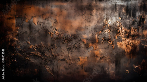 Rustic Charm: Old Grunge Copper Bronze Rusty Texture Background, generative AI