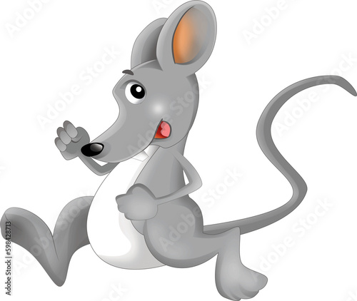 cartoon happy scene with cheerful smiling mouse on white background illustration for kids